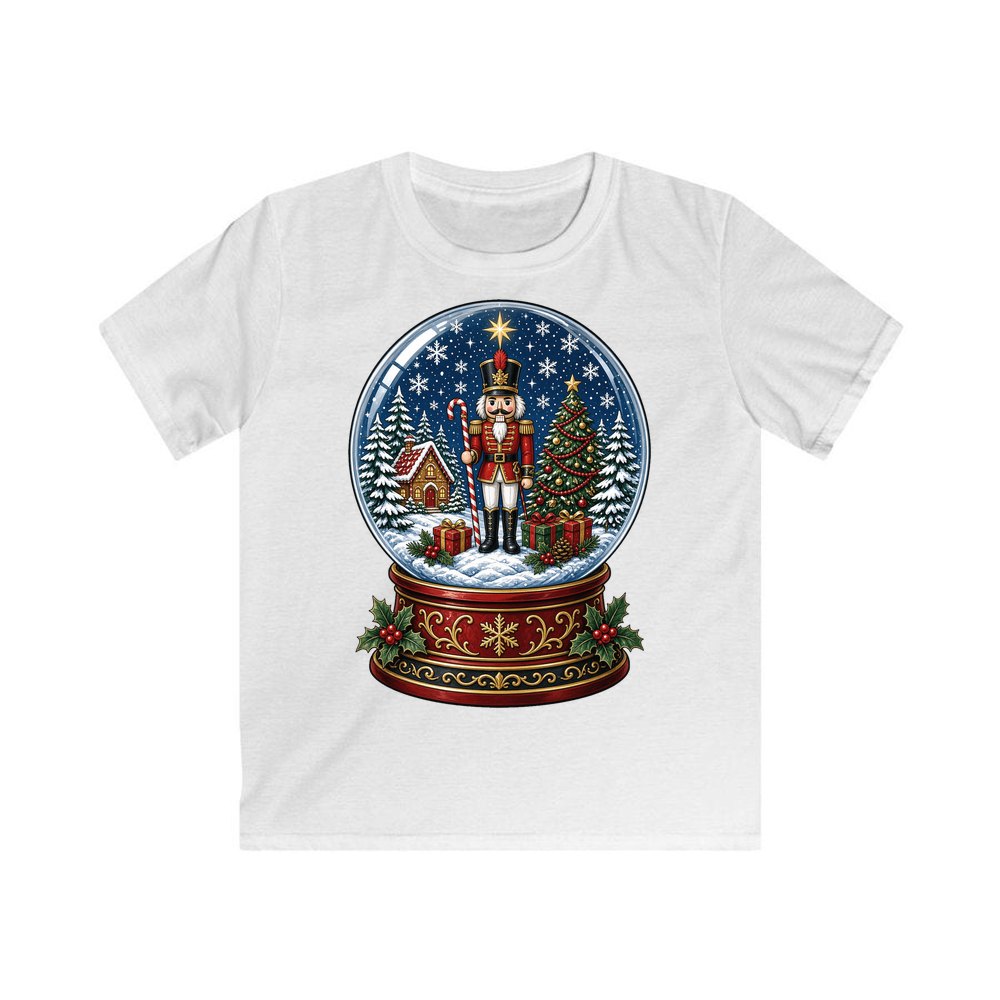 Nutcracker Snow Globe personalised kids Christmas tee in white