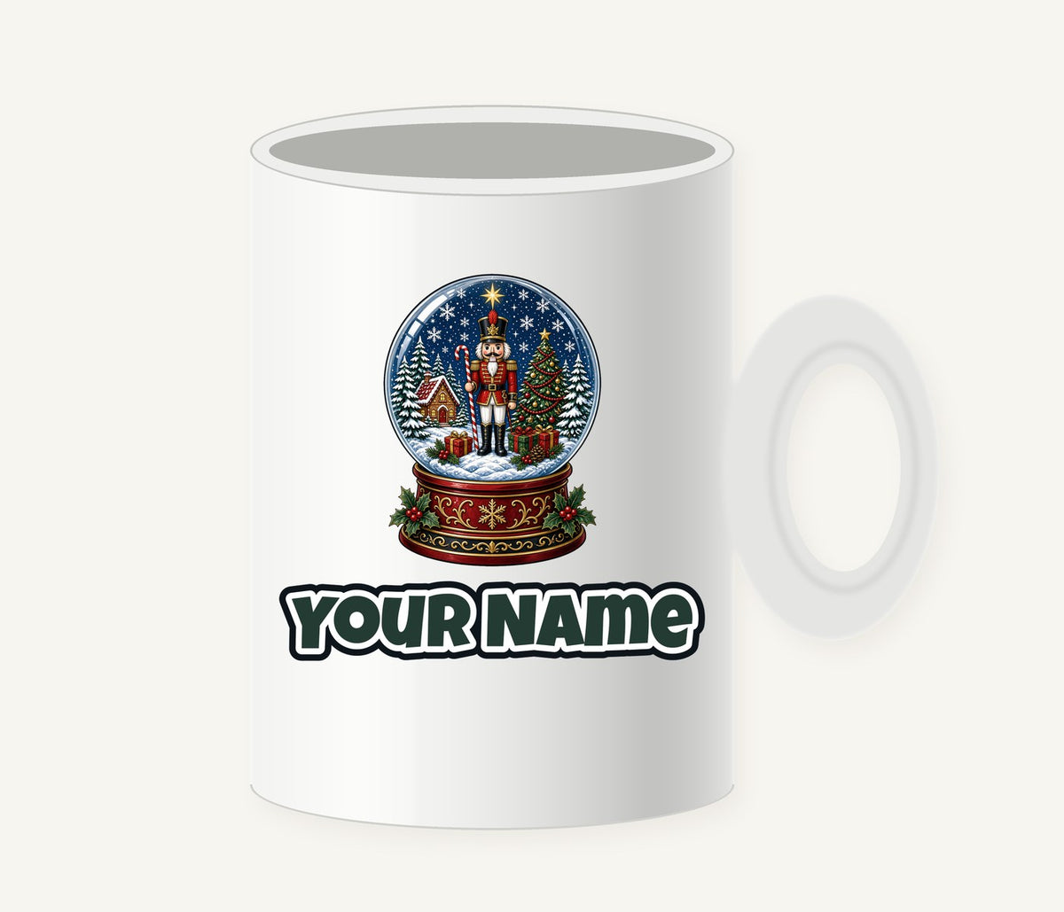 Nutcracker Snow Globe Personalised Christmas Mug