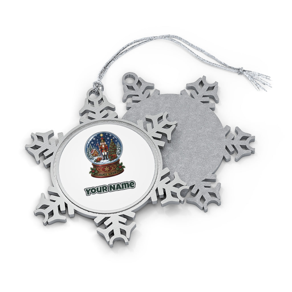Nutcracker Snow Globe Personalised Pewter Christmas Ornament