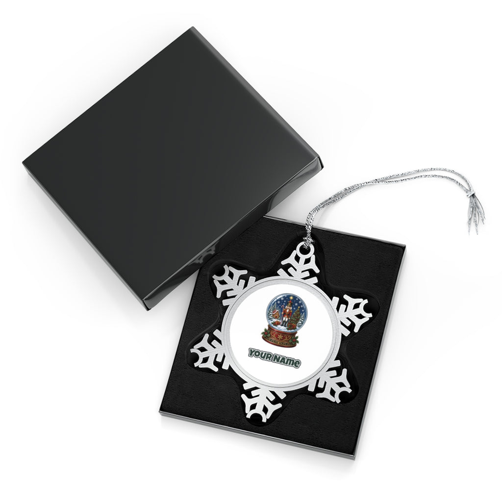Nutcracker Snow Globe Personalised Pewter Christmas Ornament