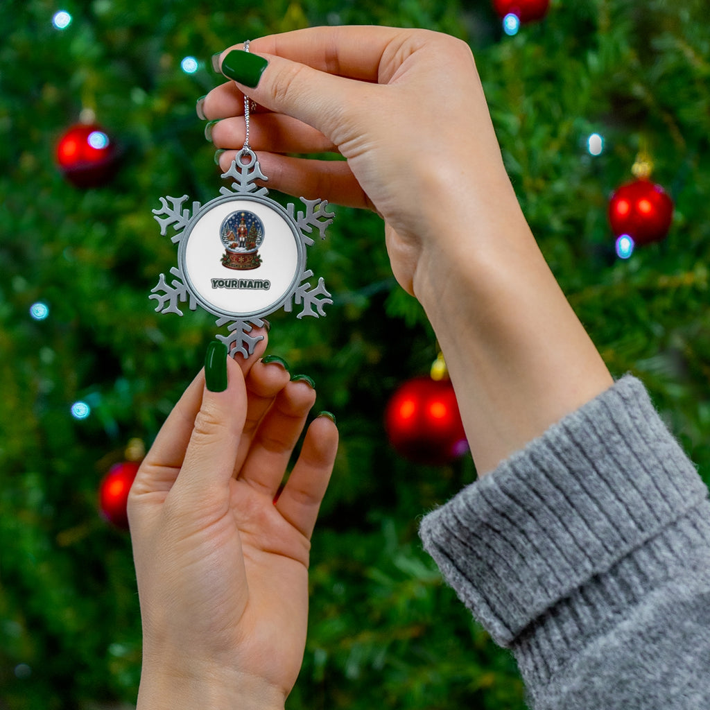 Nutcracker Snow Globe Personalised Pewter Christmas Ornament