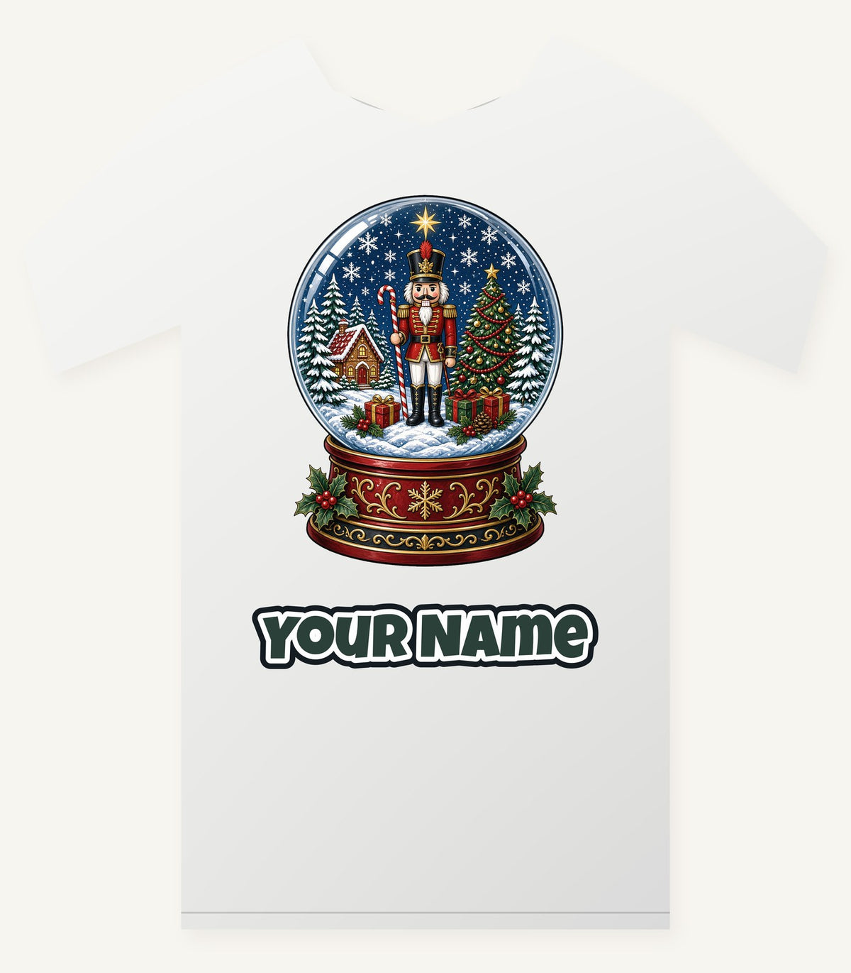 Nutcracker Snow Globe Personalised Christmas T-Shirt and Hoodie