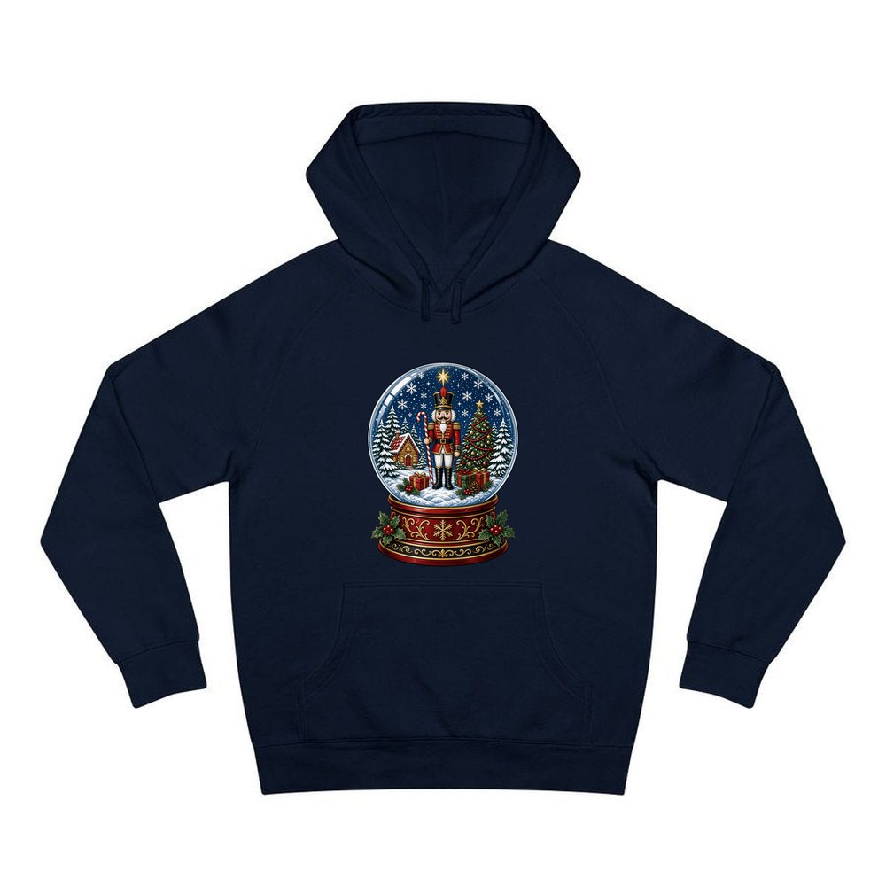 Nutcracker Snow Globe personalised Christmas hoodie in navy