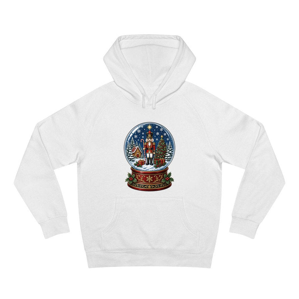 Nutcracker Snow Globe personalised Christmas hoodie in white
