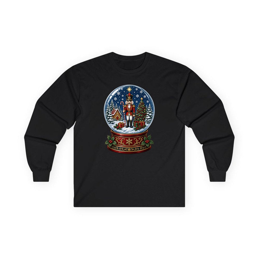 Nutcracker Snow Globe personalised long sleeve Christmas T-shirt in black