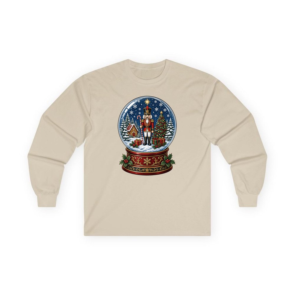 Nutcracker Snow Globe personalised long sleeve Christmas T-shirt in sand