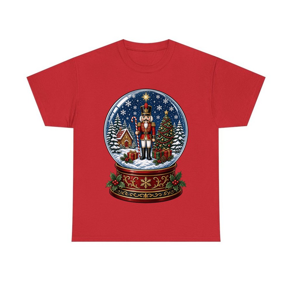 Nutcracker Snow Globe personalised Christmas T-shirt in red