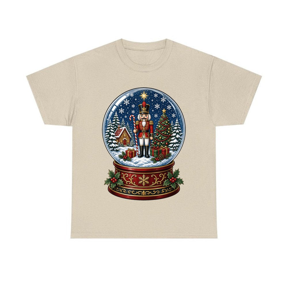 Nutcracker Snow Globe personalised Christmas T-shirt in sand