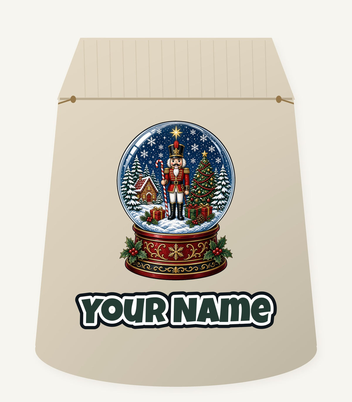 Nutcracker Snow Globe Personalised Santa Sack
