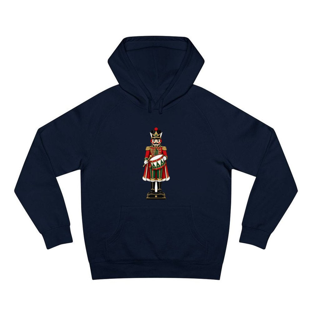 Nutcracker Soldier and Drum personalised Christmas hoodie in navy