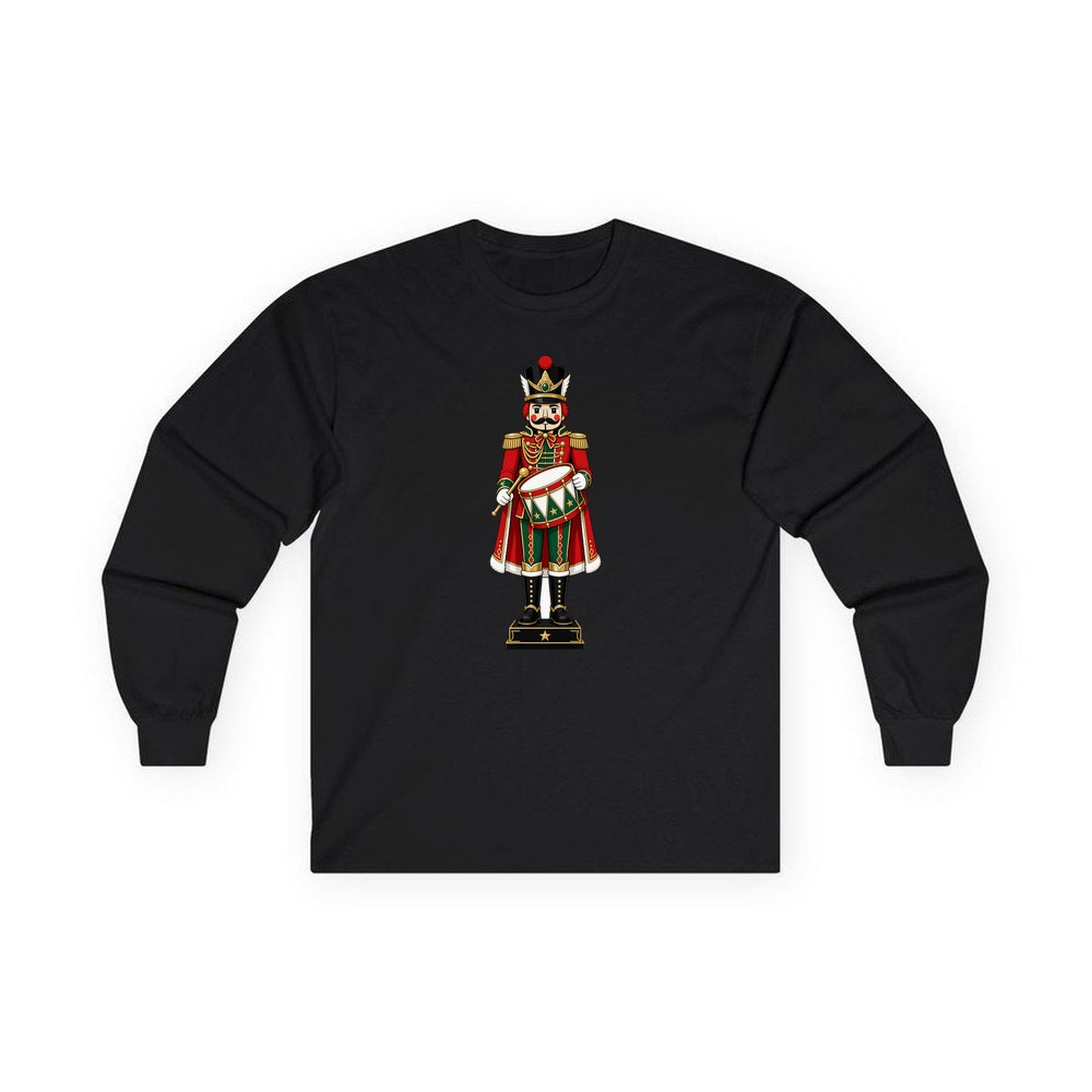 Nutcracker Soldier and Drum personalised long sleeve Christmas T-shirt in black