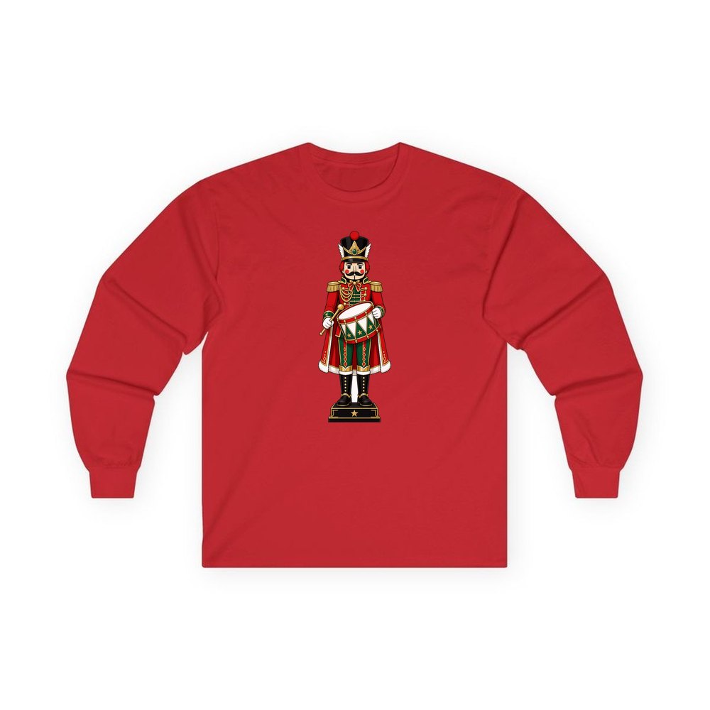 Nutcracker Soldier and Drum personalised long sleeve Christmas T-shirt in red
