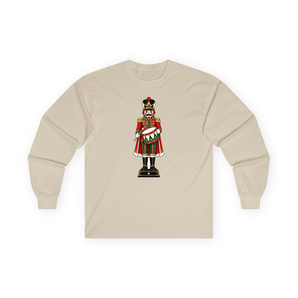 Nutcracker Soldier and Drum personalised long sleeve Christmas T-shirt in sand