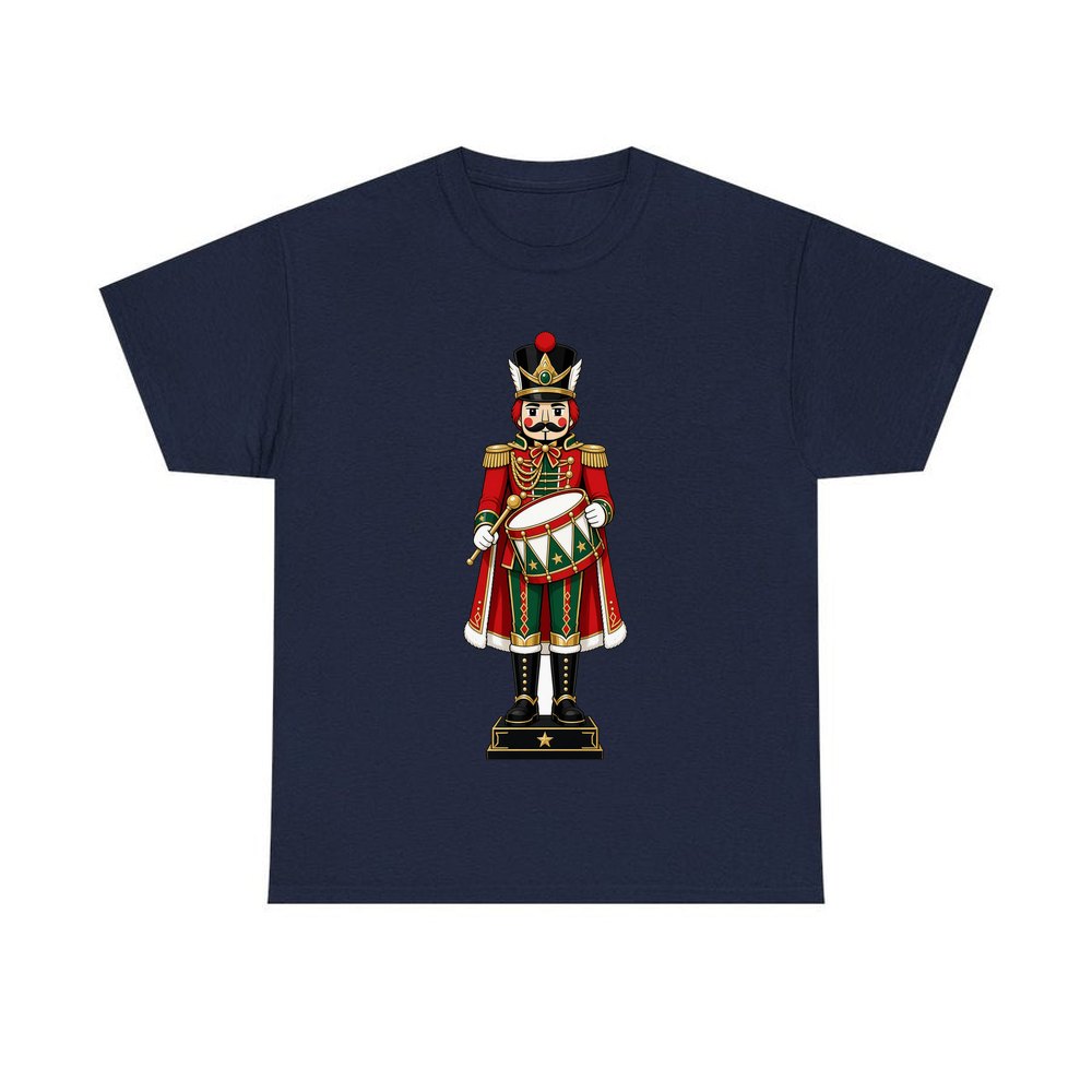 Nutcracker Soldier and Drum personalised Christmas T-shirt in navy