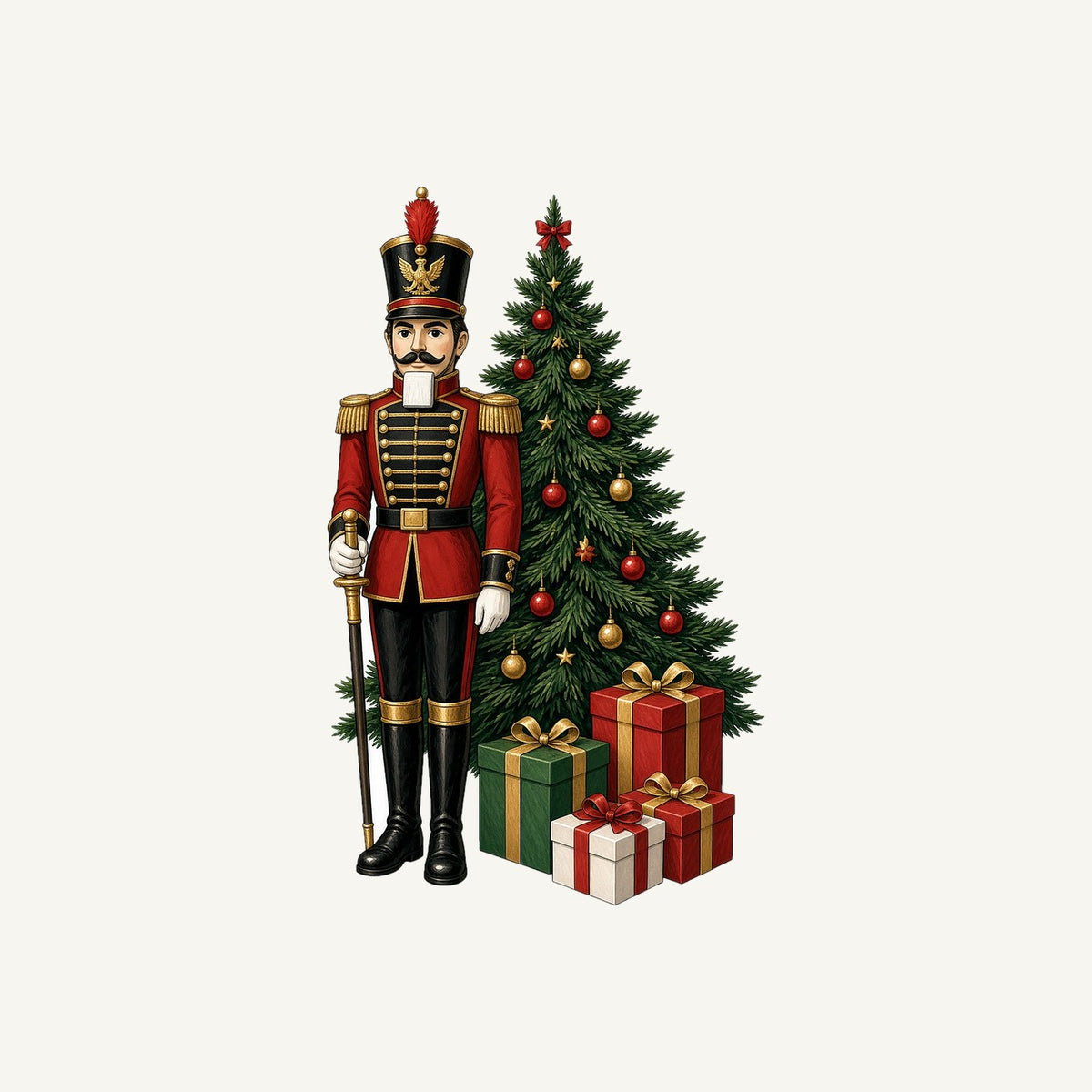 Nutcracker Soldier and Presents Personalised Kids Tee and Baby Bodysuit