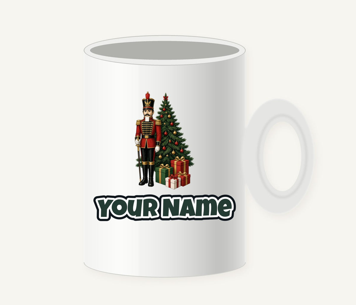 Nutcracker Soldier and Presents Personalised Christmas Mug