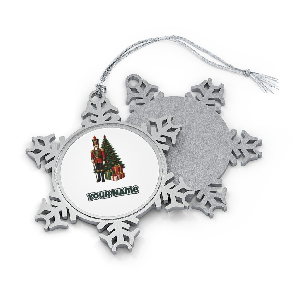 Nutcracker Soldier and Presents Personalised Pewter Christmas Ornament