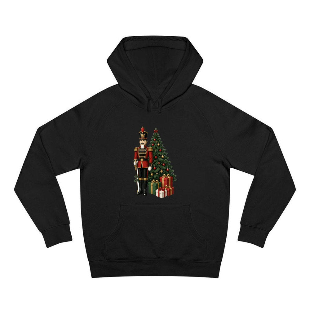 Nutcracker Soldier and Presents personalised Christmas hoodie in black