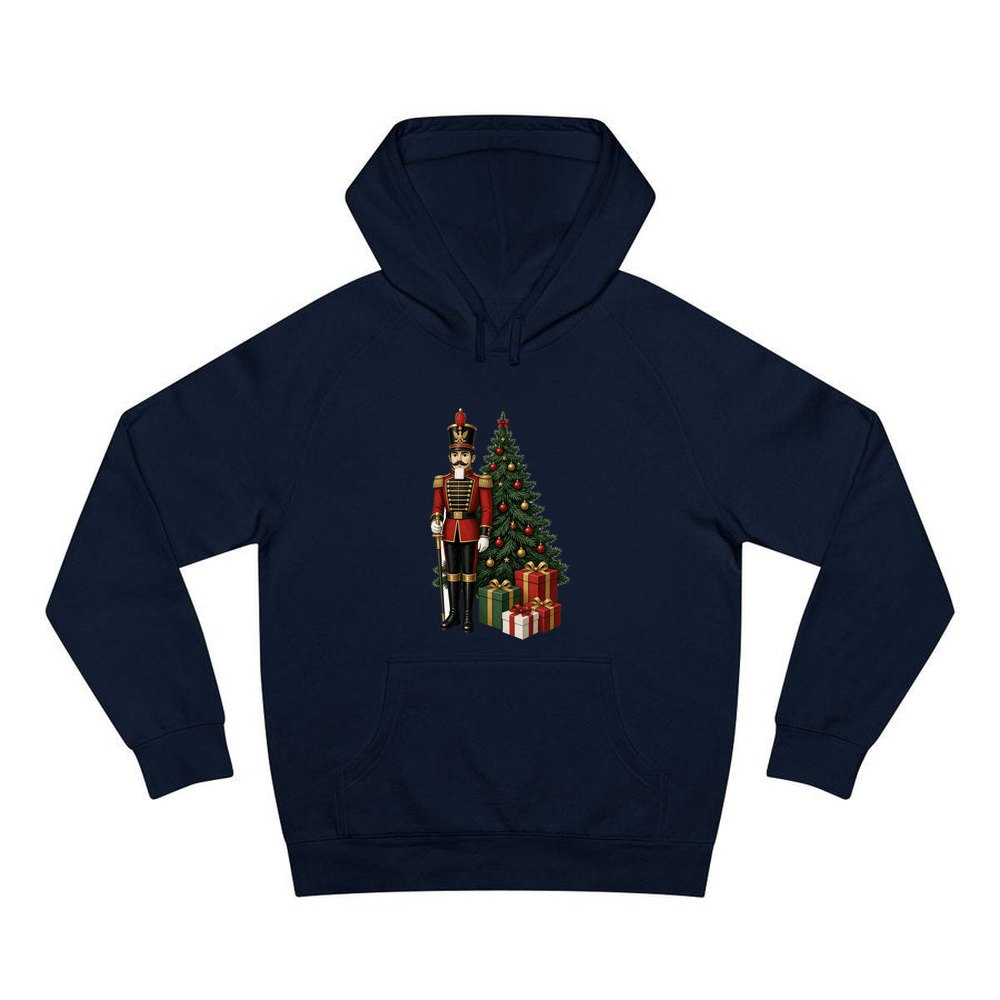 Nutcracker Soldier and Presents personalised Christmas hoodie in navy