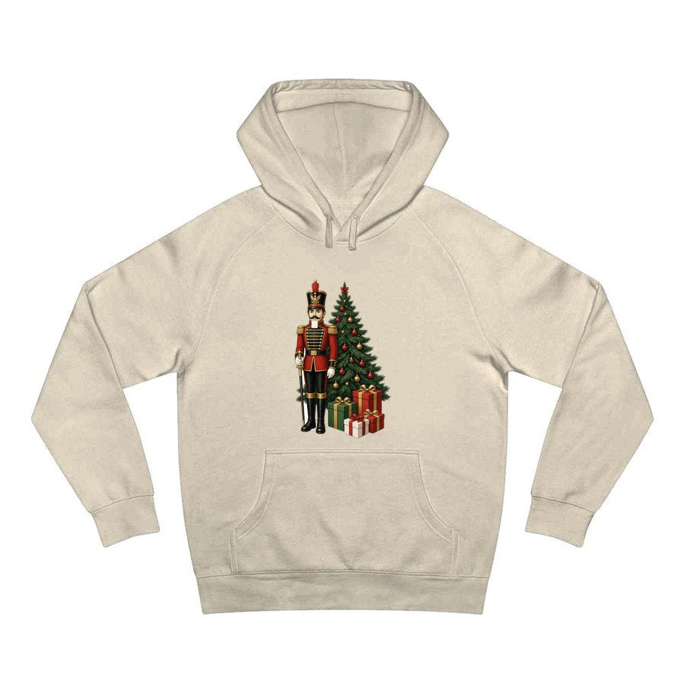 Nutcracker Soldier and Presents personalised Christmas hoodie in sand