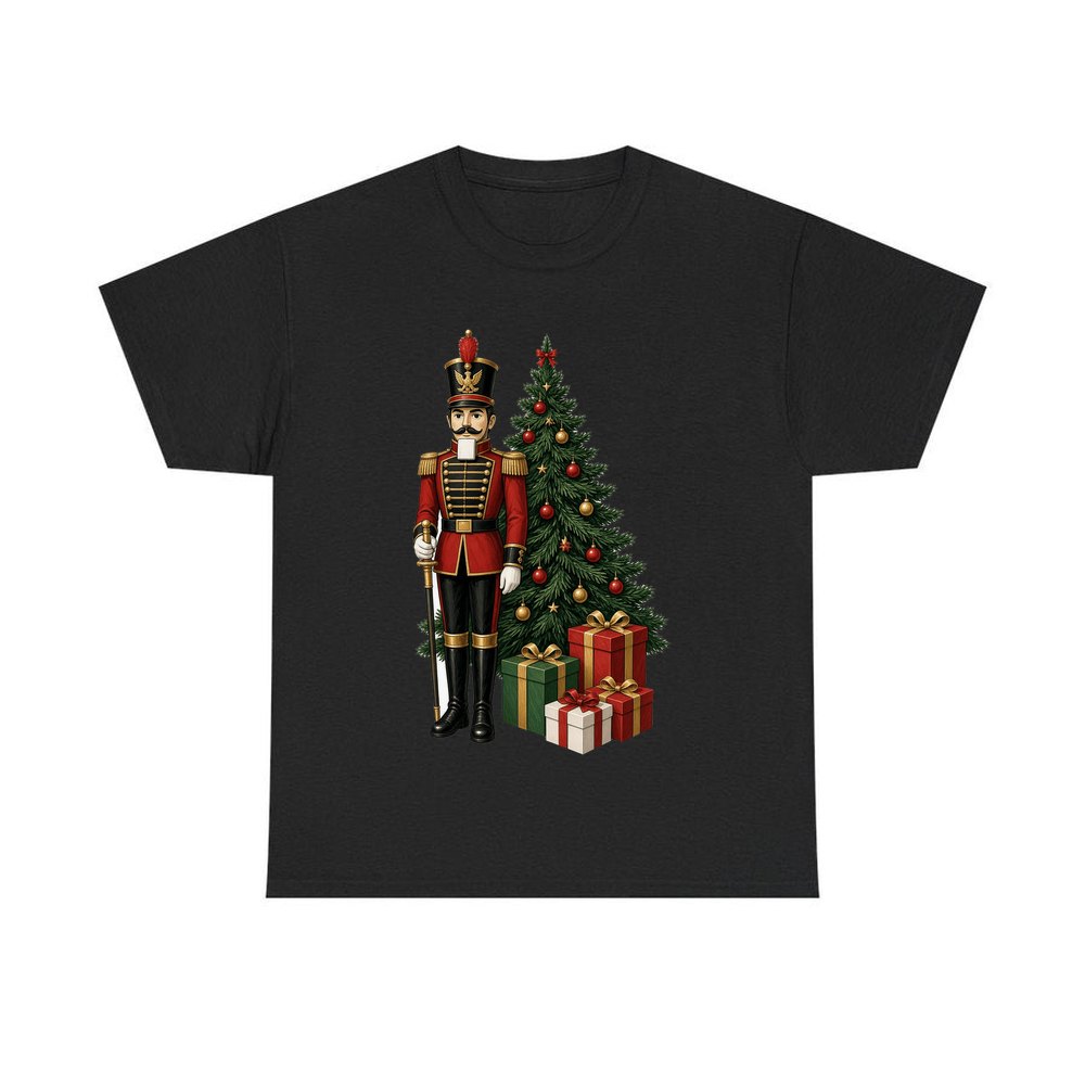 Nutcracker Soldier and Presents personalised Christmas T-shirt in black