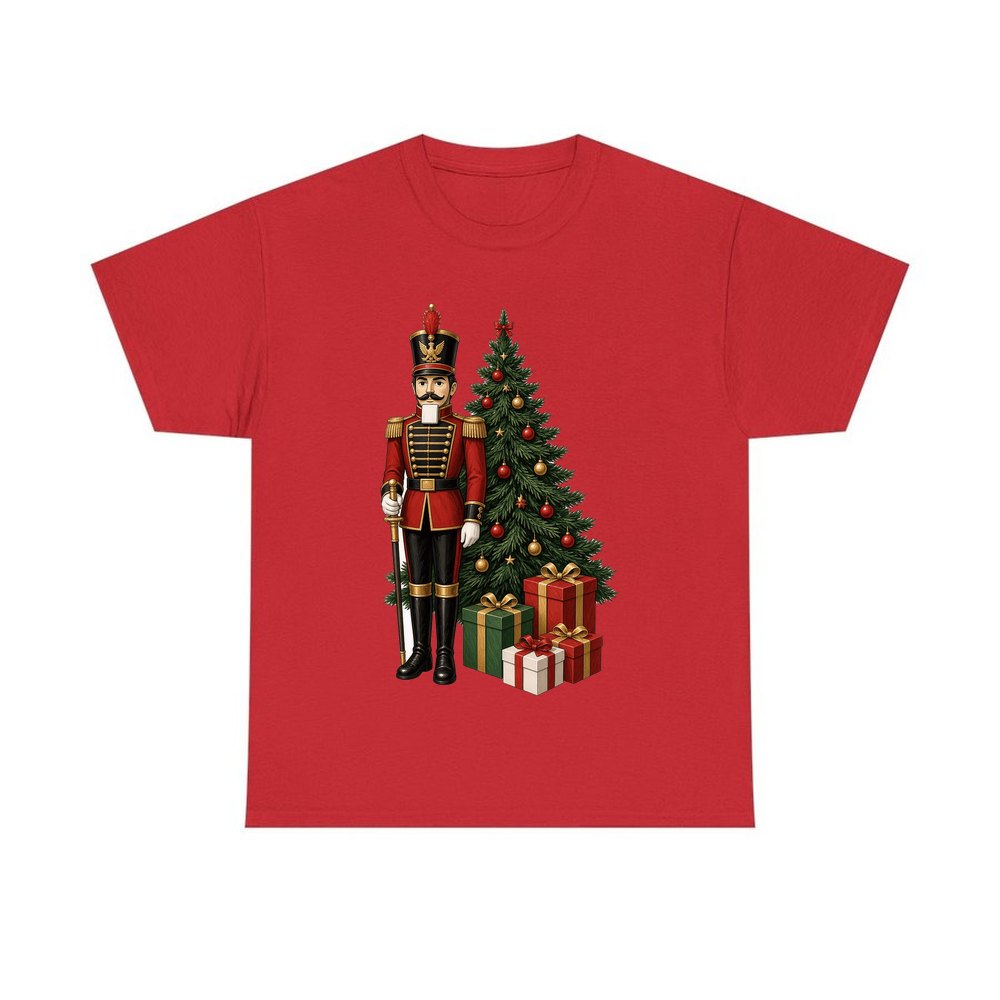 Nutcracker Soldier and Presents personalised Christmas T-shirt in red