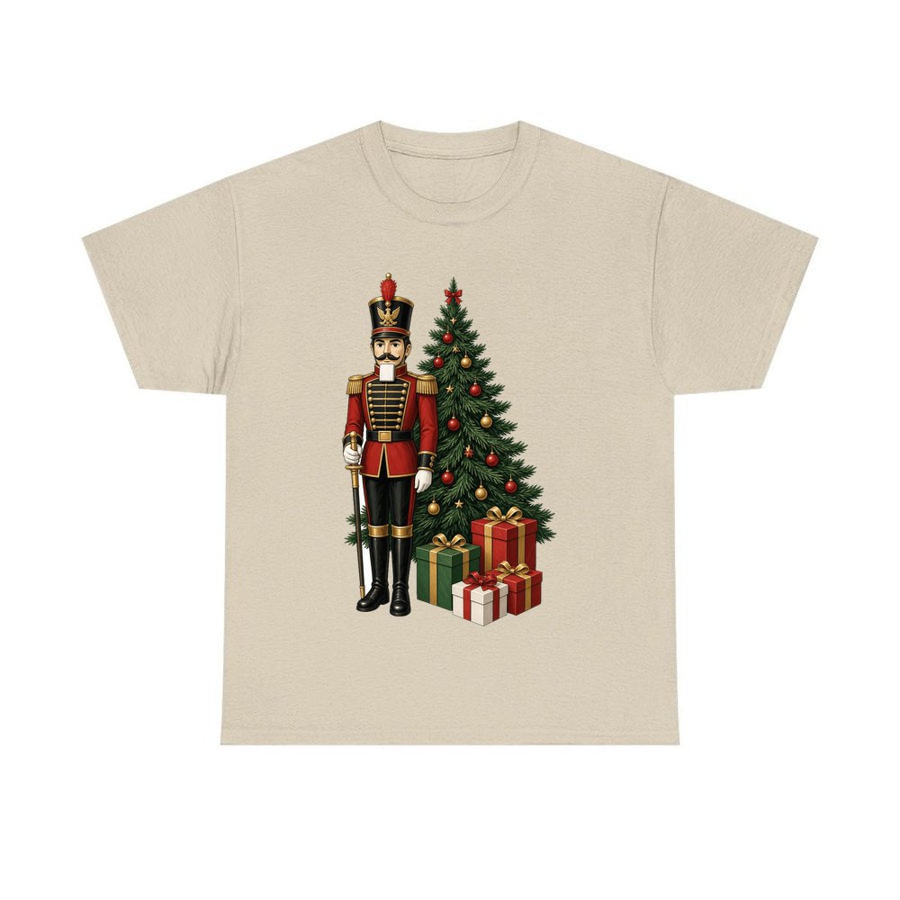 Nutcracker Soldier and Presents personalised Christmas T-shirt in sand