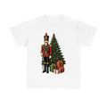 Nutcracker Soldier And Presents design on a white tee