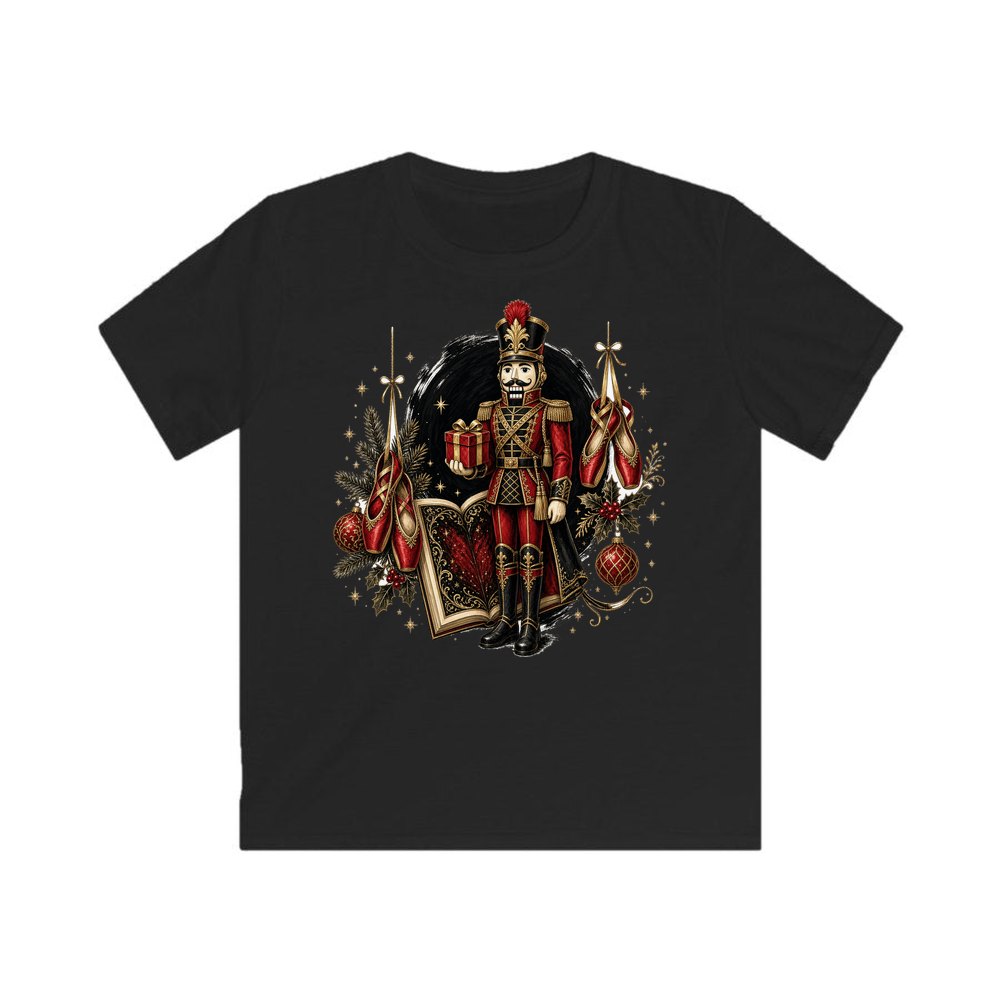 Nutcracker Storybook Soldier personalised kids Christmas tee in black