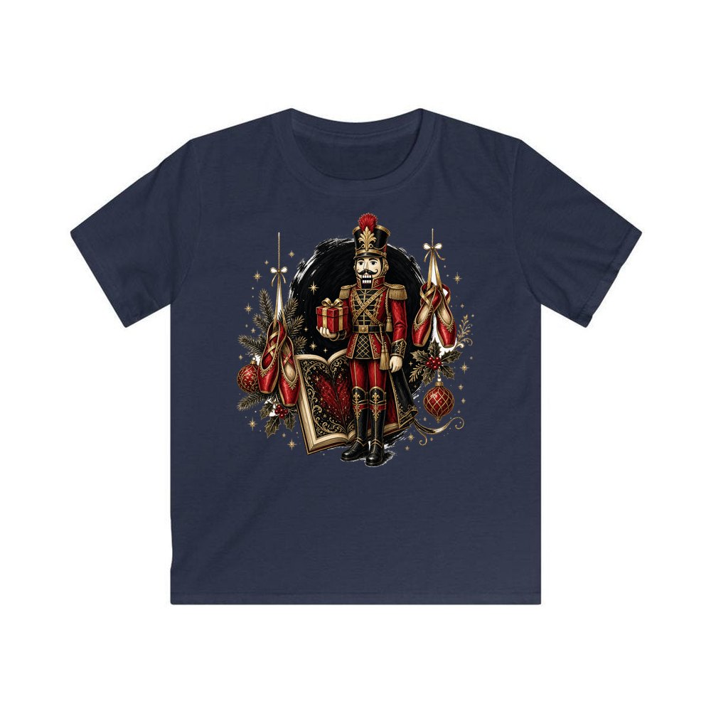 Nutcracker Storybook Soldier personalised kids Christmas tee in navy