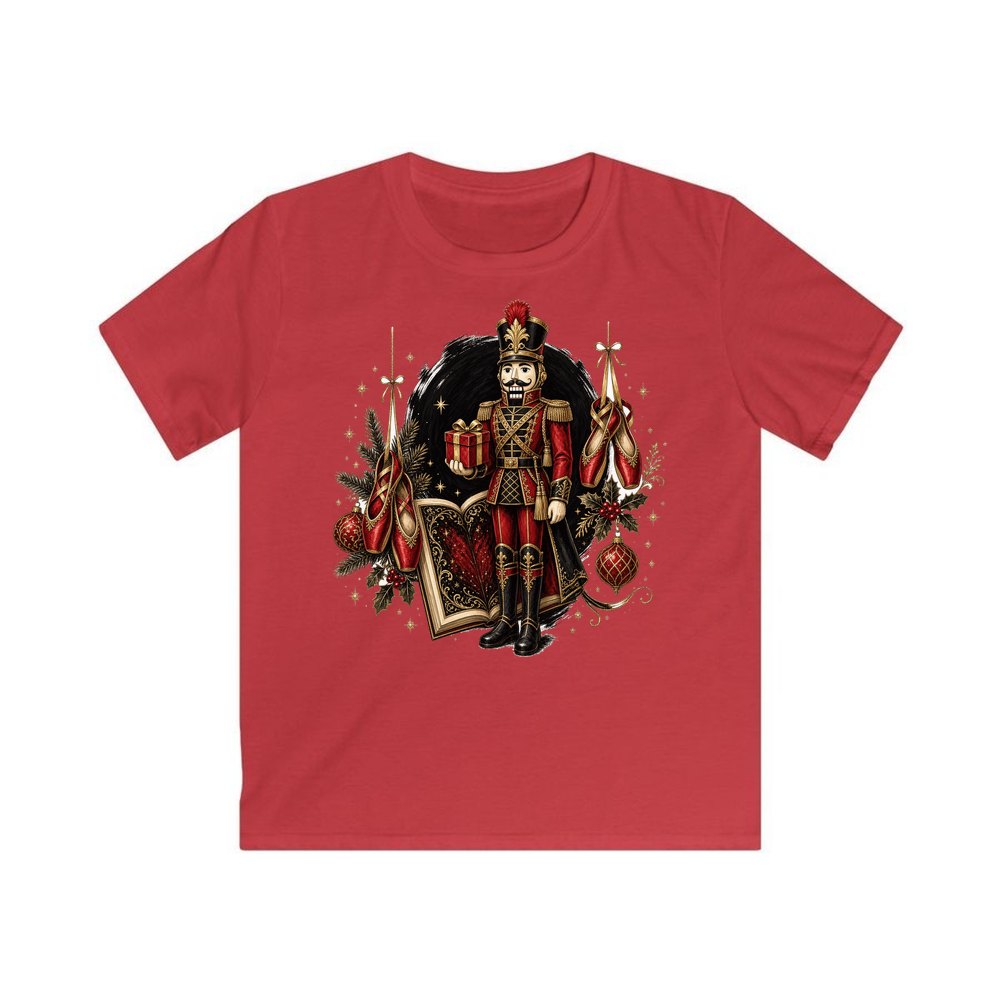 Nutcracker Storybook Soldier personalised kids Christmas tee in red