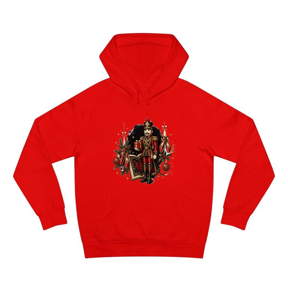 Nutcracker Storybook Soldier personalised Christmas hoodie in red
