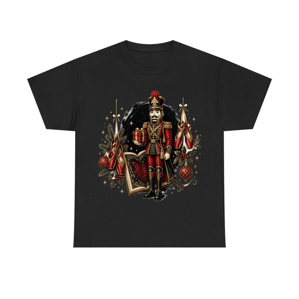 Nutcracker Storybook Soldier personalised Christmas T-shirt in black