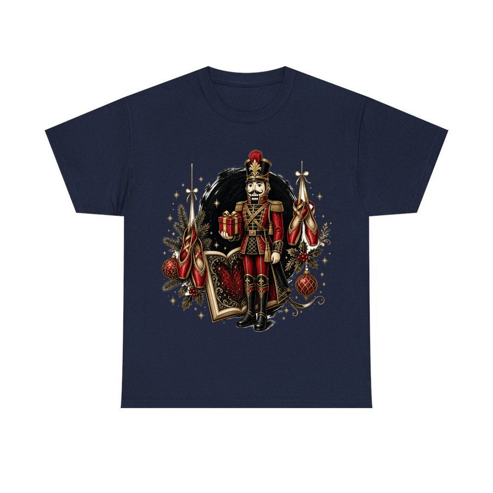 Nutcracker Storybook Soldier personalised Christmas T-shirt in navy
