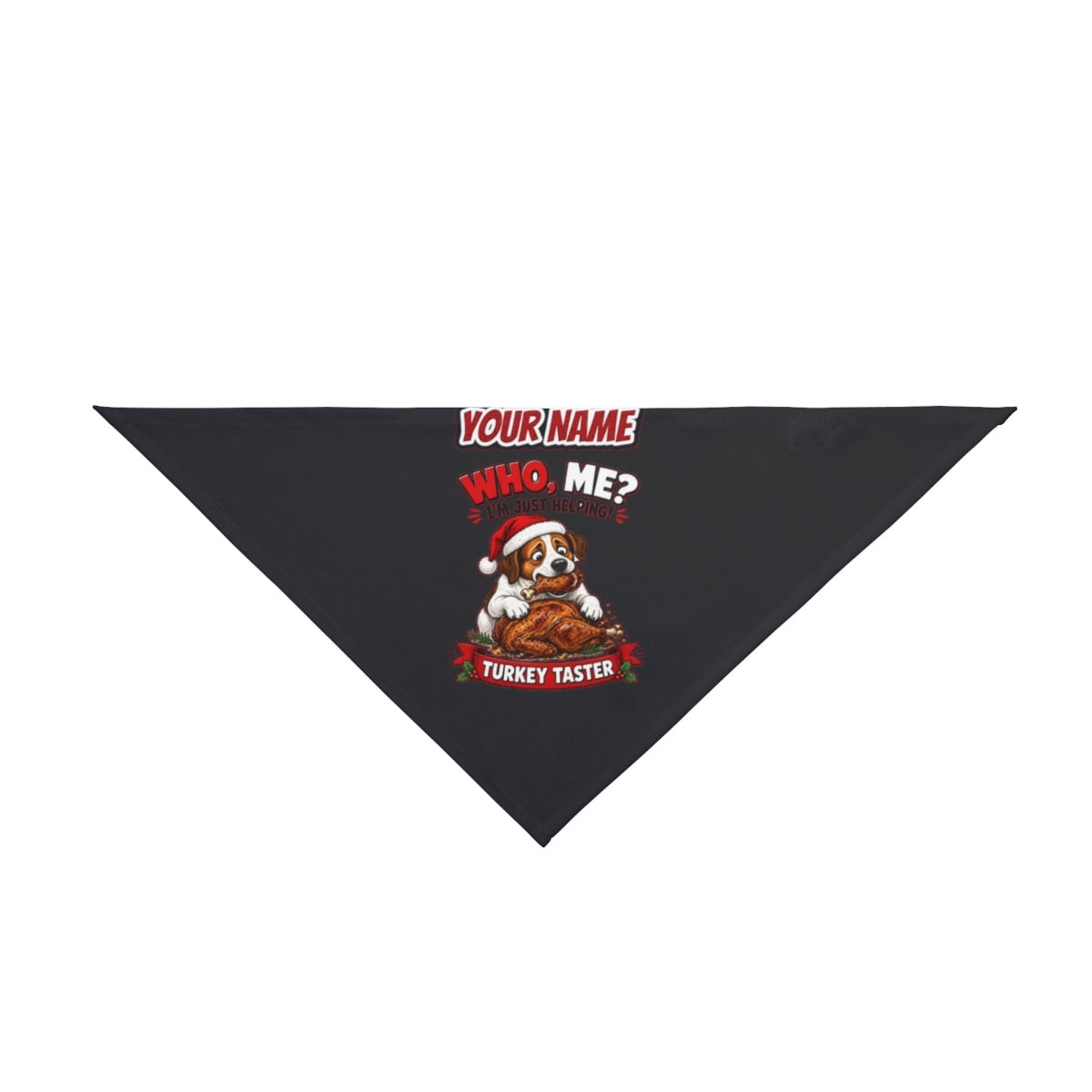 Official Turkey Taster personalised Christmas pet bandana in black, tie-on style