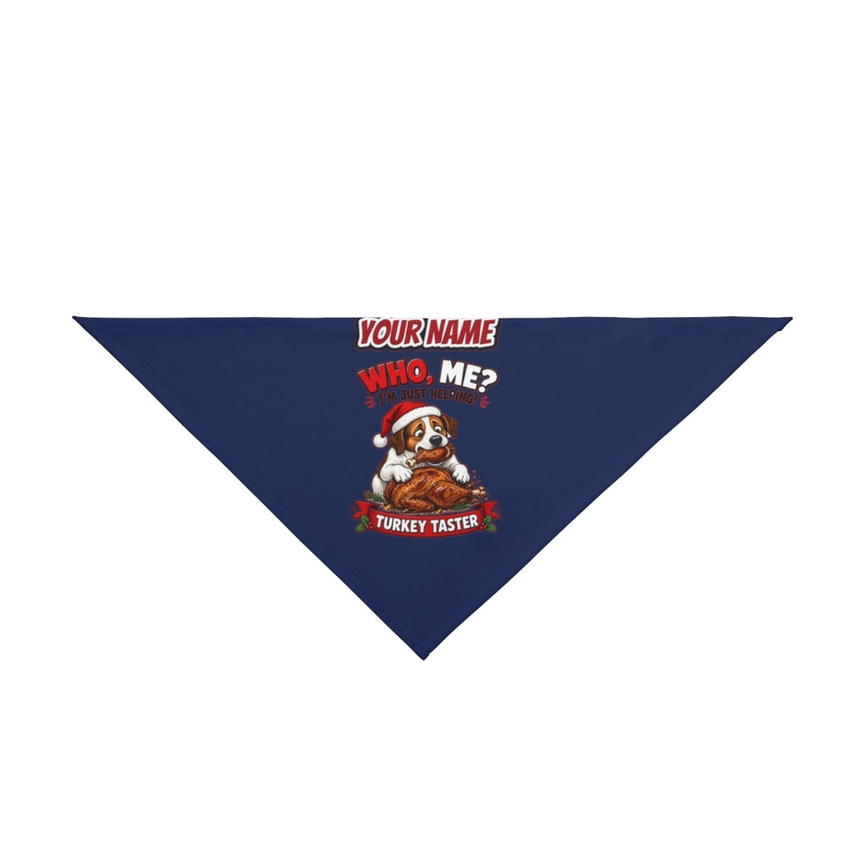 Official Turkey Taster personalised Christmas pet bandana in navy, tie-on style