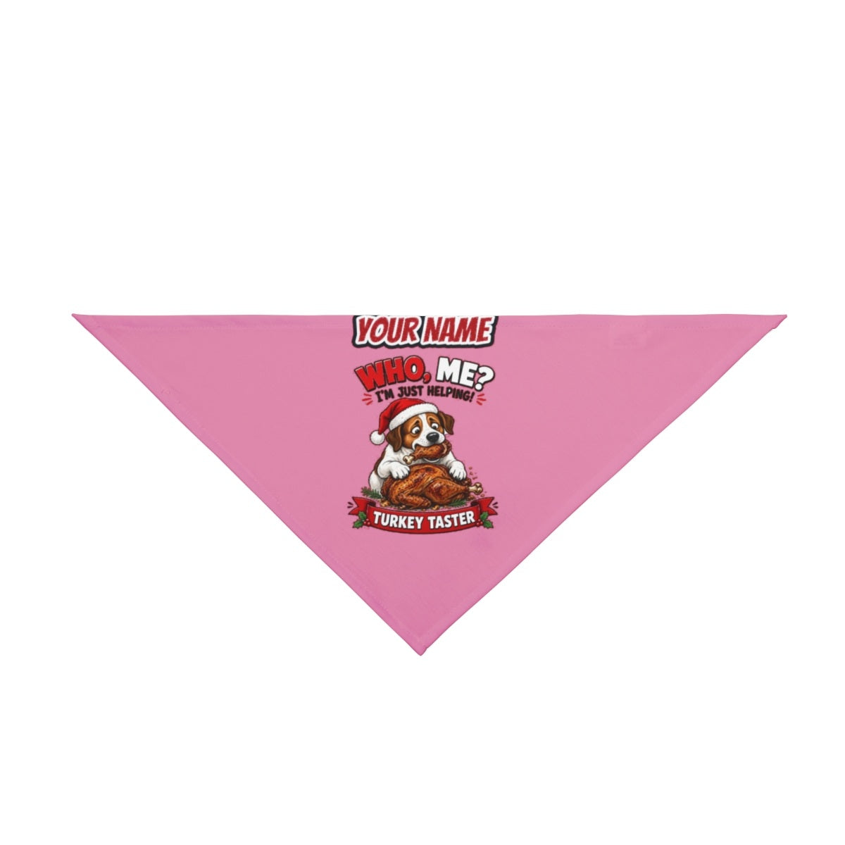 Official Turkey Taster personalised Christmas pet bandana in pink, tie-on style