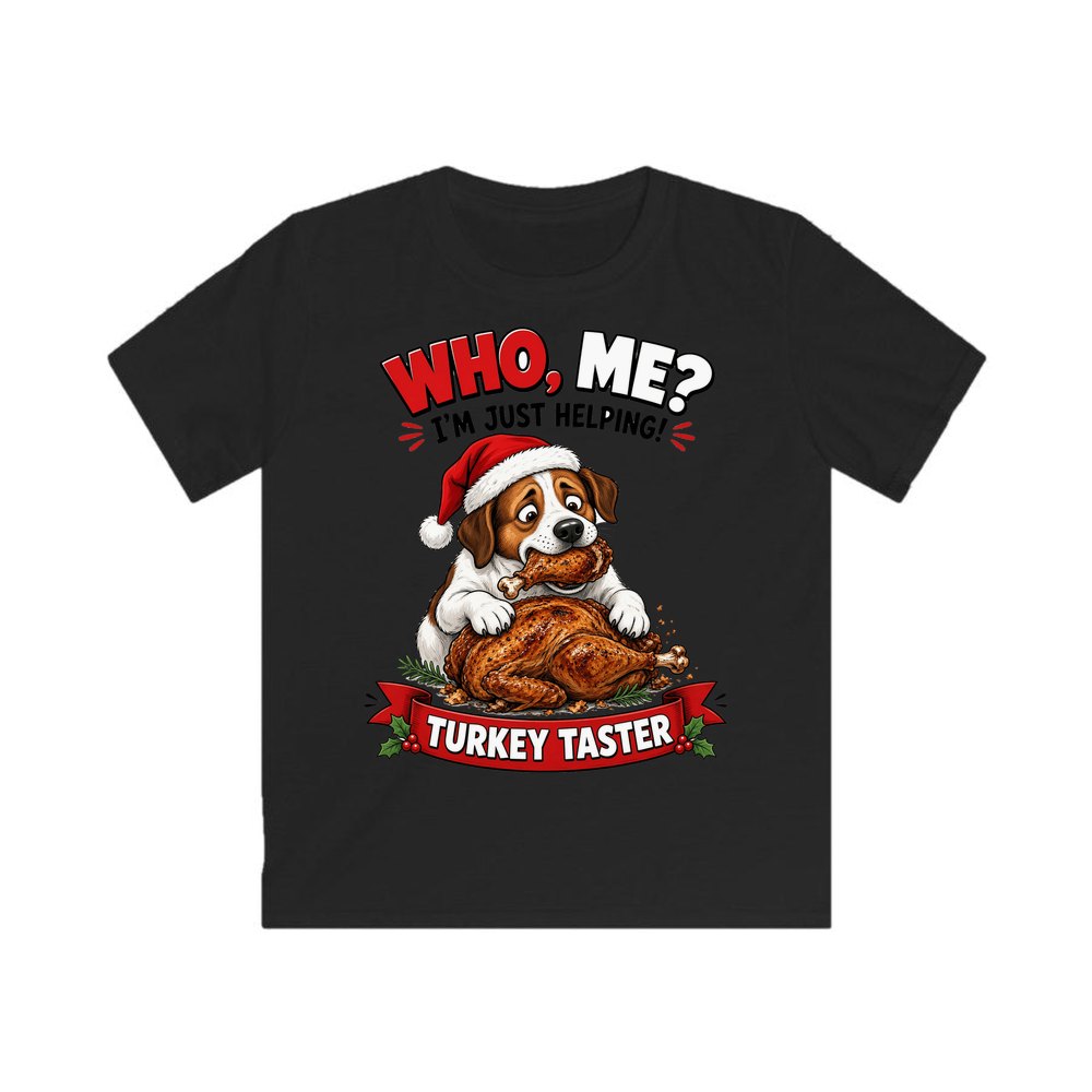 Official Turkey Taster personalised kids Christmas tee in black