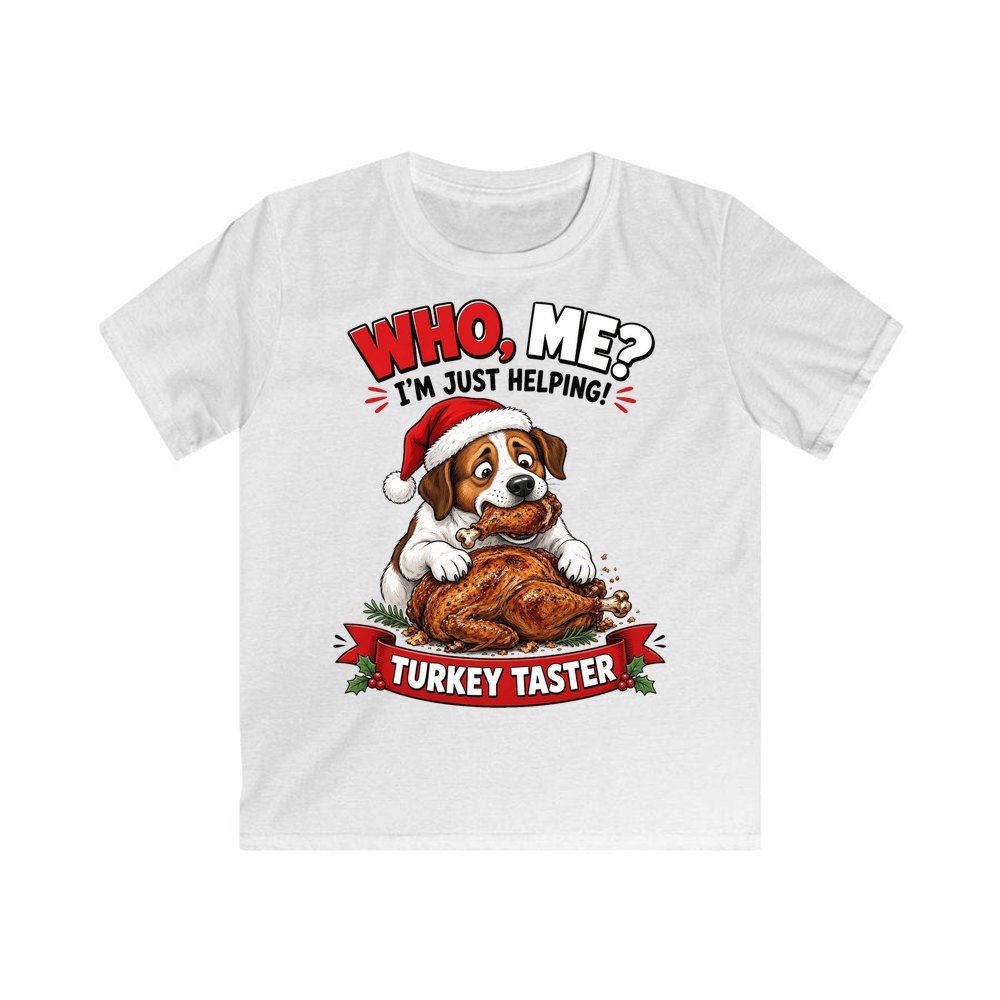 Official Turkey Taster personalised kids Christmas tee in white