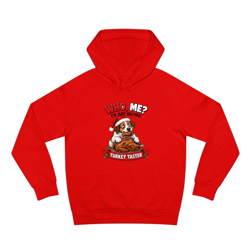 Official Turkey Taster personalised Christmas hoodie in red