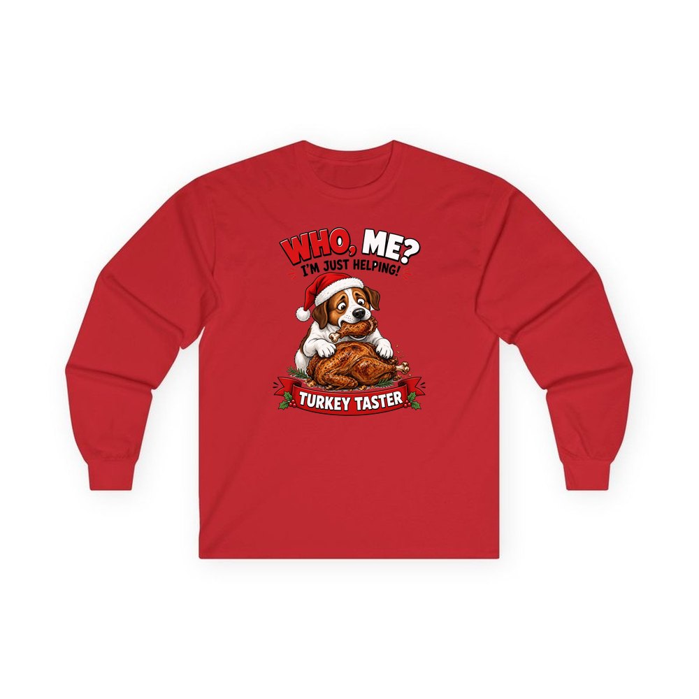 Official Turkey Taster personalised long sleeve Christmas T-shirt in red