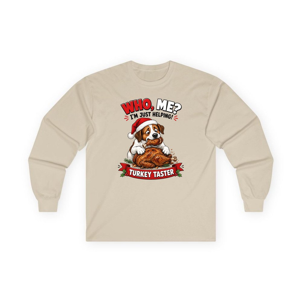 Official Turkey Taster personalised long sleeve Christmas T-shirt in sand