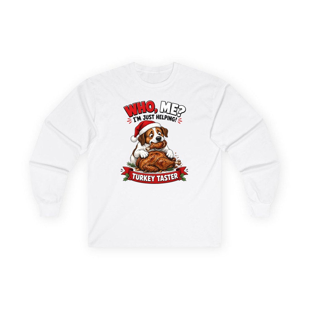Official Turkey Taster personalised long sleeve Christmas T-shirt in white