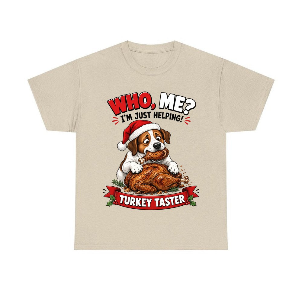 Official Turkey Taster personalised Christmas T-shirt in sand