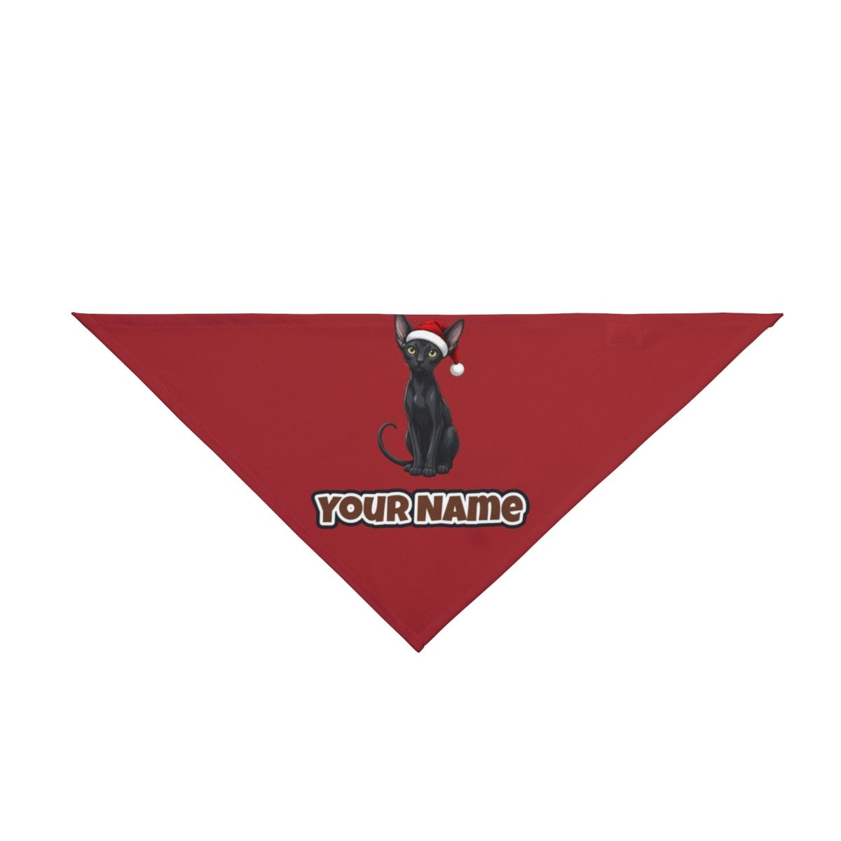 Oriental Shorthair personalised Christmas pet bandana in red, tie-on style