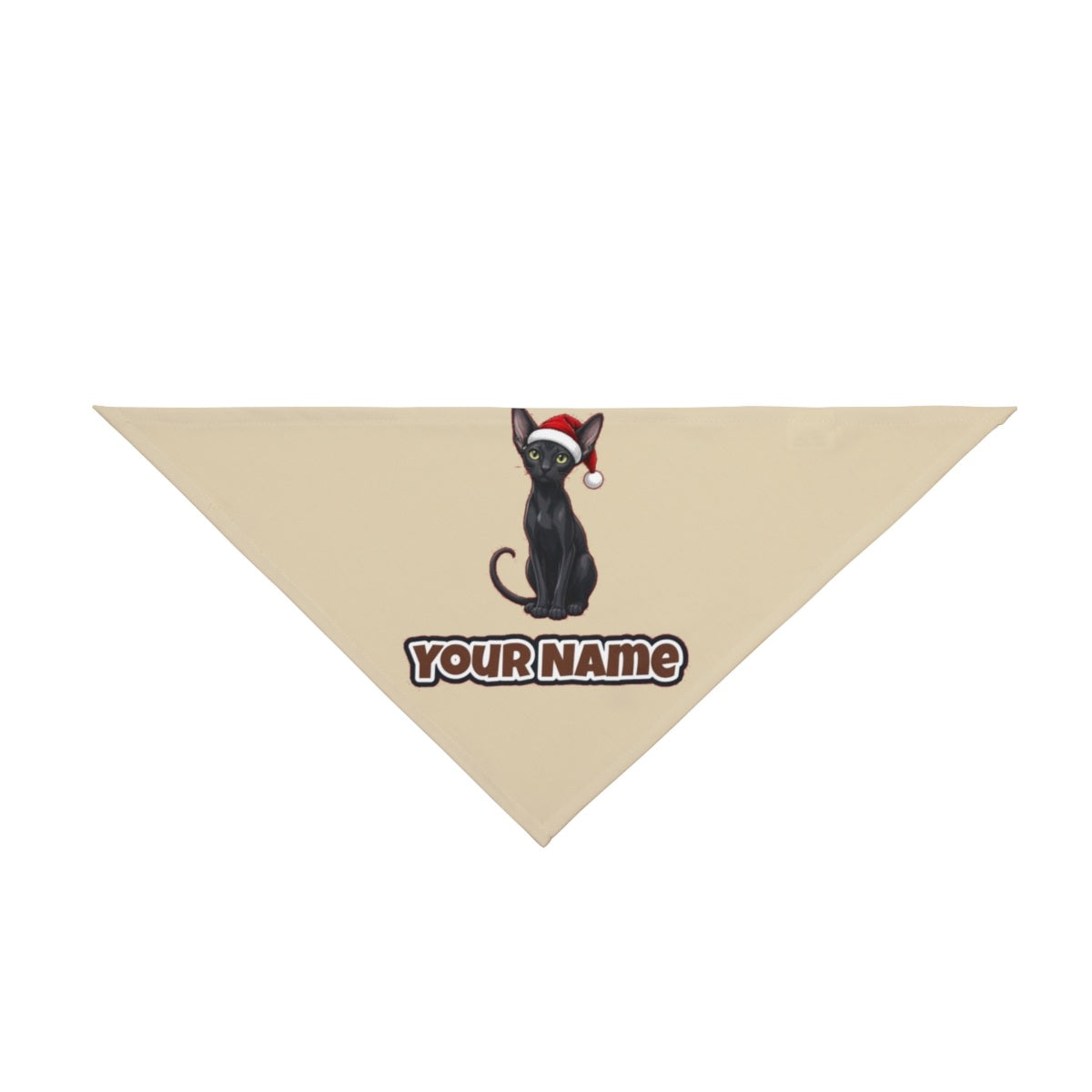 Oriental Shorthair personalised Christmas pet bandana in beige, tie-on style