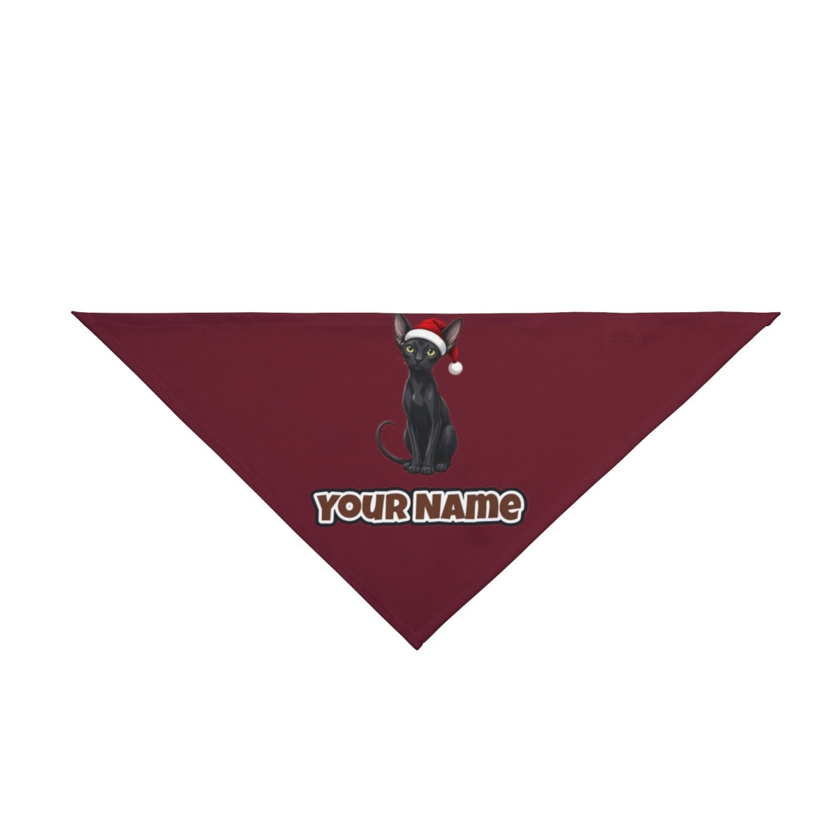 Oriental Shorthair personalised Christmas pet bandana in maroon, tie-on style