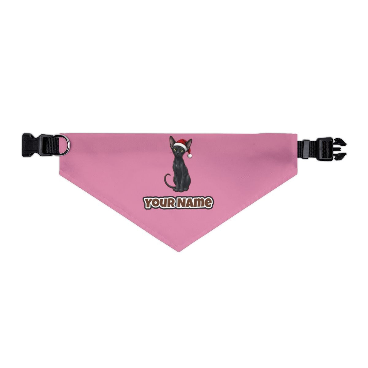 Oriental Shorthair personalised Christmas pet bandana in pink, collar with buckle