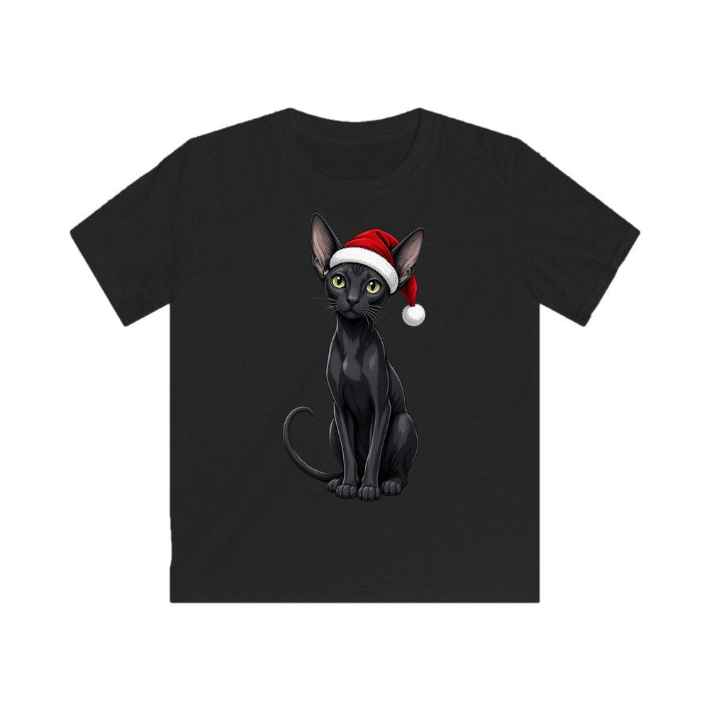 Oriental Shorthair personalised kids Christmas tee in black