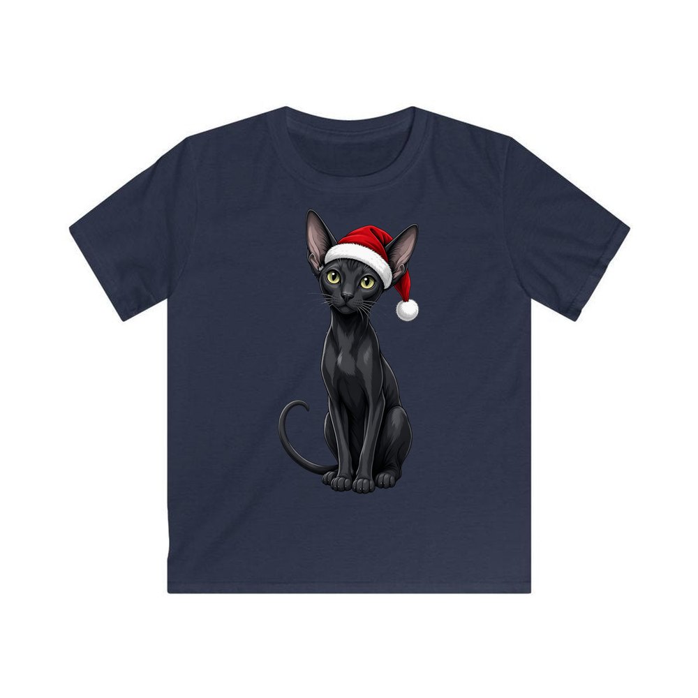 Oriental Shorthair personalised kids Christmas tee in navy